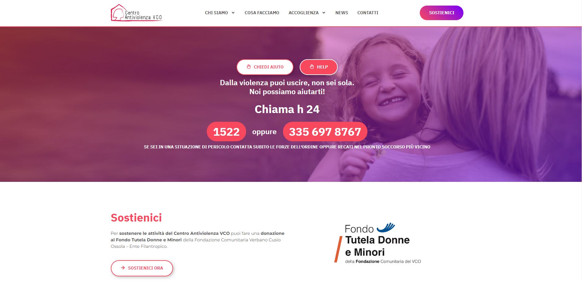 Donare per Crescere: nuovo sito web per il Centro Antiviolenza VCO, contributo del Fondo tutela donne e minori