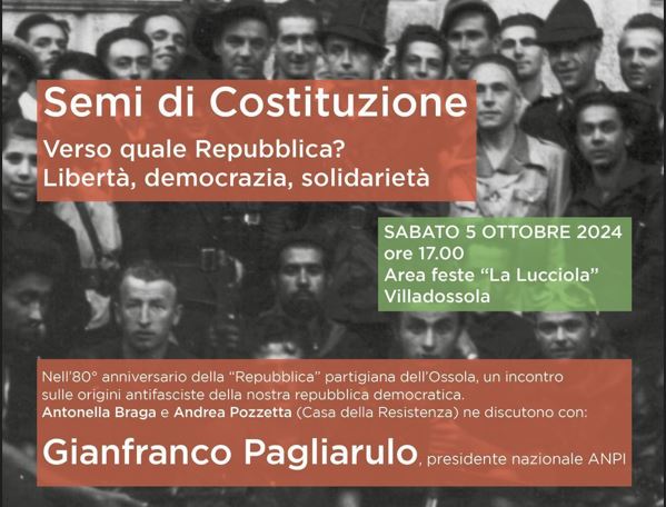 Il presidente nazionale dell'Anpi oggi a Villadossola