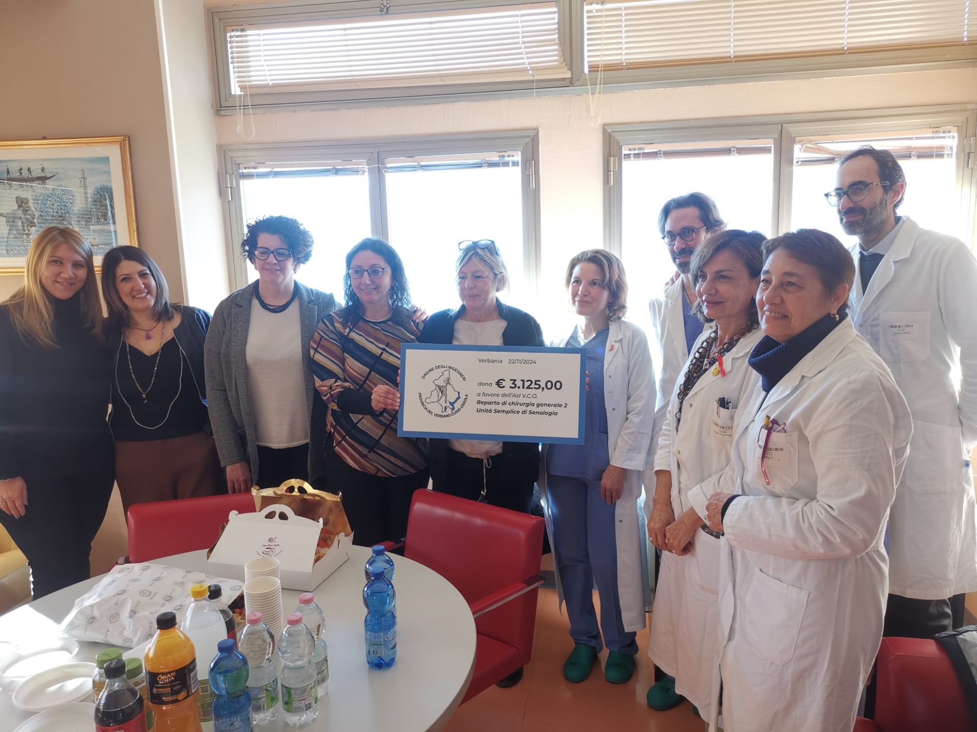 3.125 euro donati dall'Ordine degli ingegneri alla senologia dell'Asl VCO