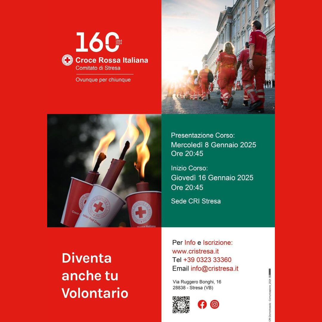 Nuovo corso per diventare volontari della Cri di Stresa: la presentazione l'8 gennaio