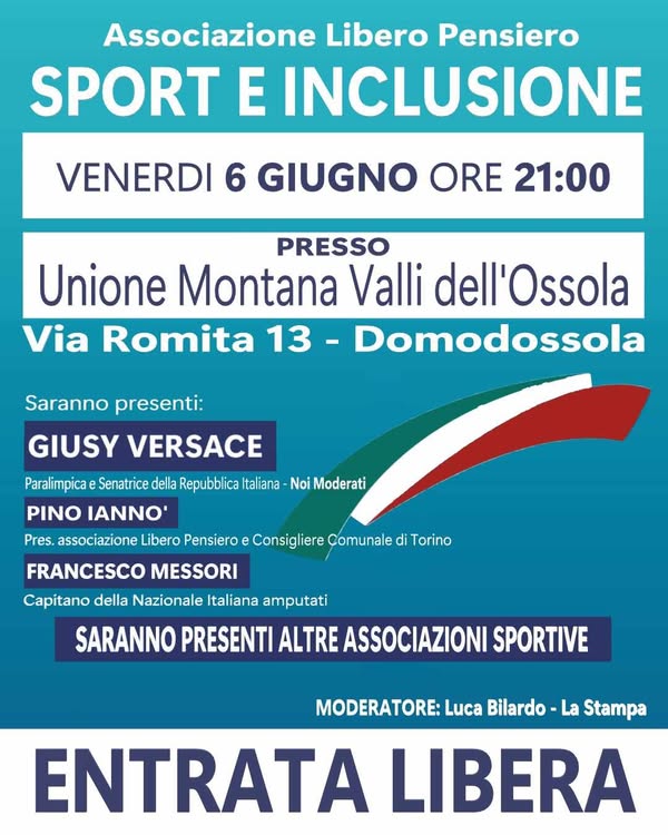 Domani a Domodossola si parla di sport e inclusione con Giusy Versace