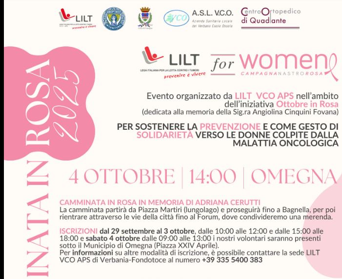 Sabato a Omegna torna la Camminata Rosa della Lilt