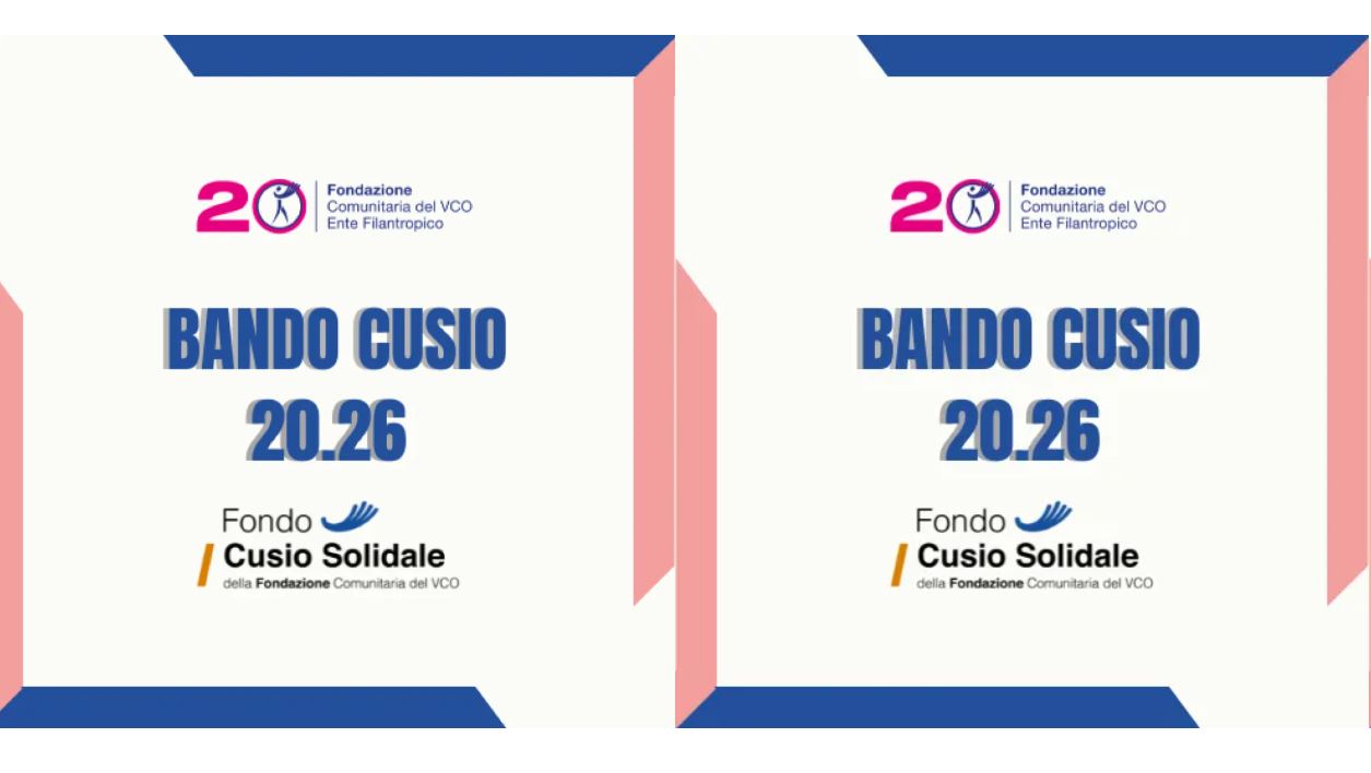Fondazione Comunitaria Vco, pubblicato il Bando Cusio 20.26