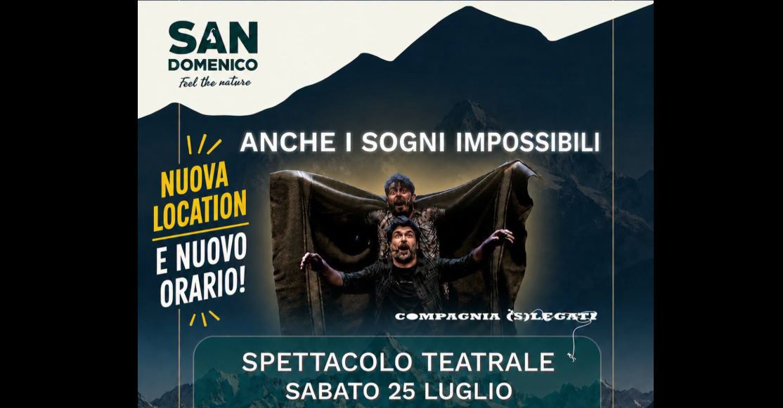 Sabato alle 12.30 a Ciamporino spettacolo teatrale "Anche i sogni impossibili",  omaggio a Fausto De Stefani, tra i più grandi alpinisti italiani
