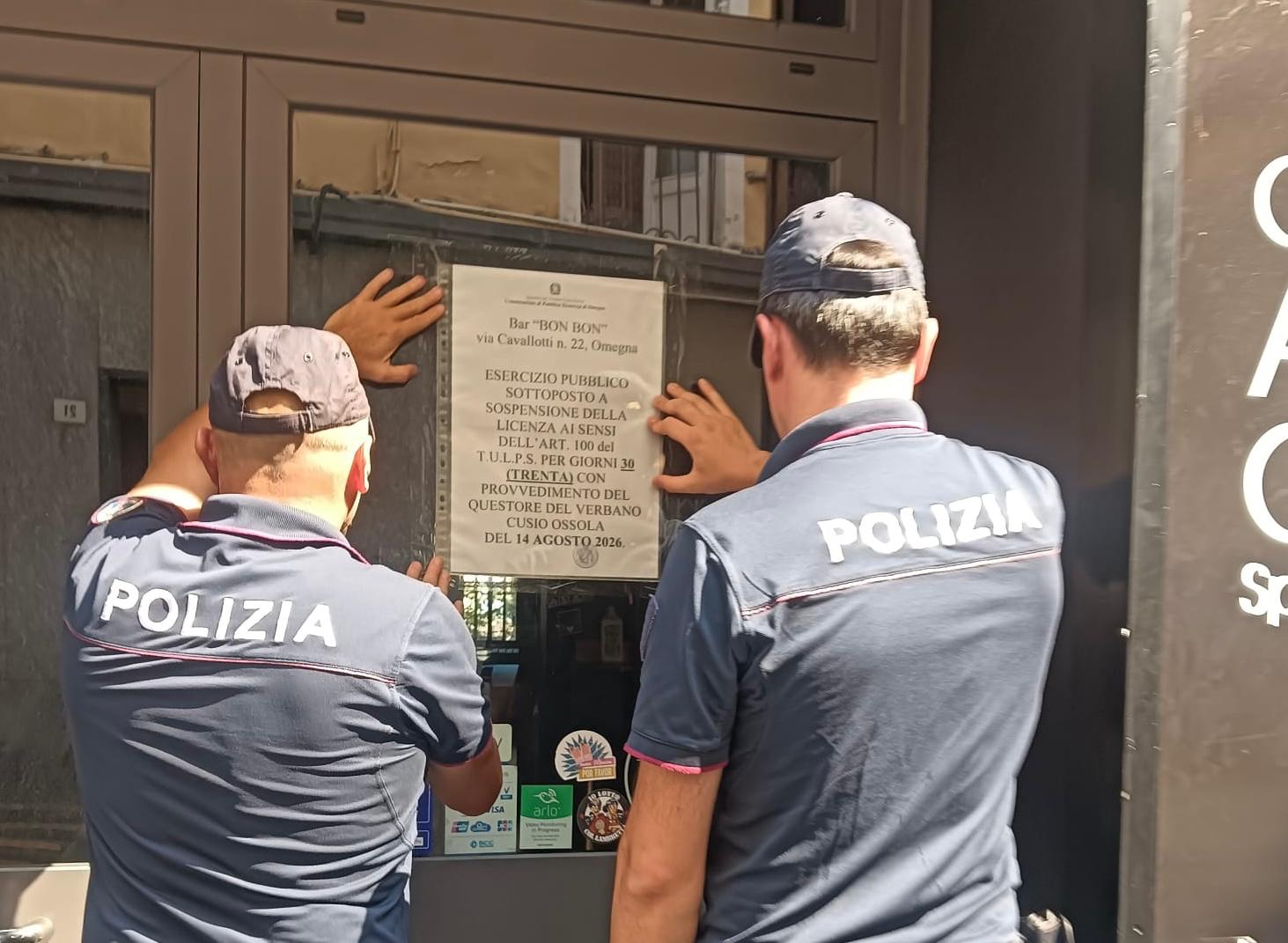 Omegna, licenza sospesa per 30 giorni al bar Bon Bon