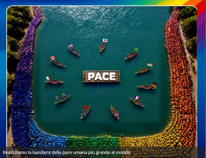 A Omegna sabato la bandiera della Pace più grande del mondo